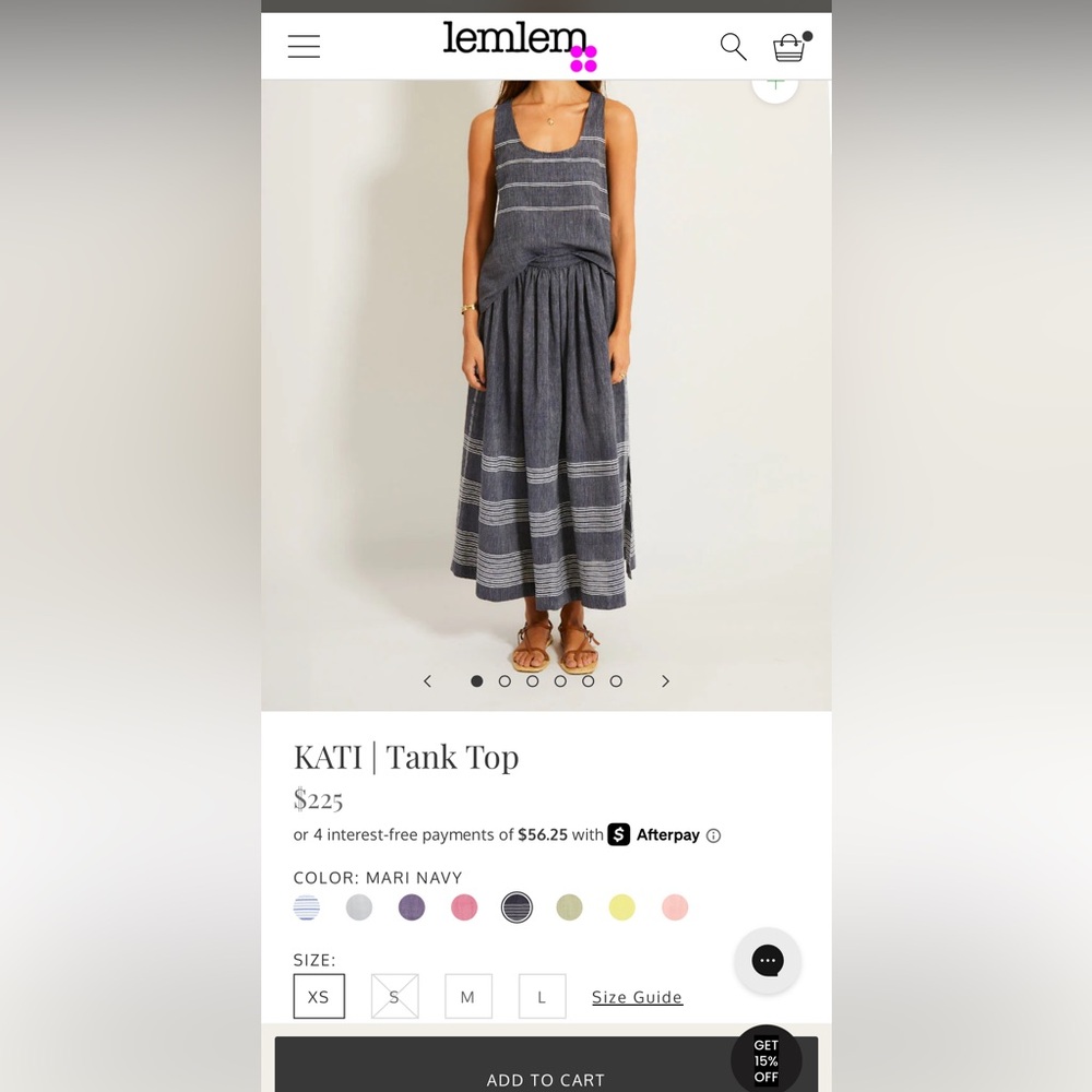 NWT LEMLEM SET - Tank top & shorts - Mari Navy - Anthropologie